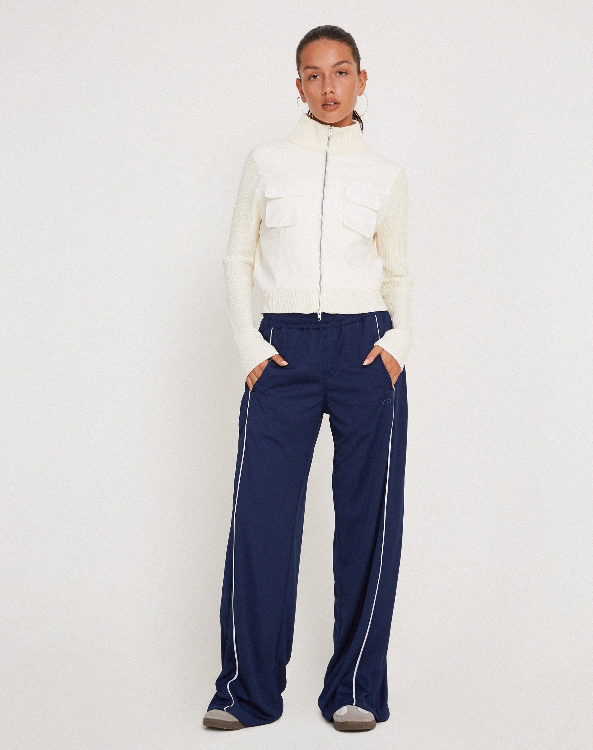 Navy Wide Leg Jogger | Shobi – motelrocks-com-us