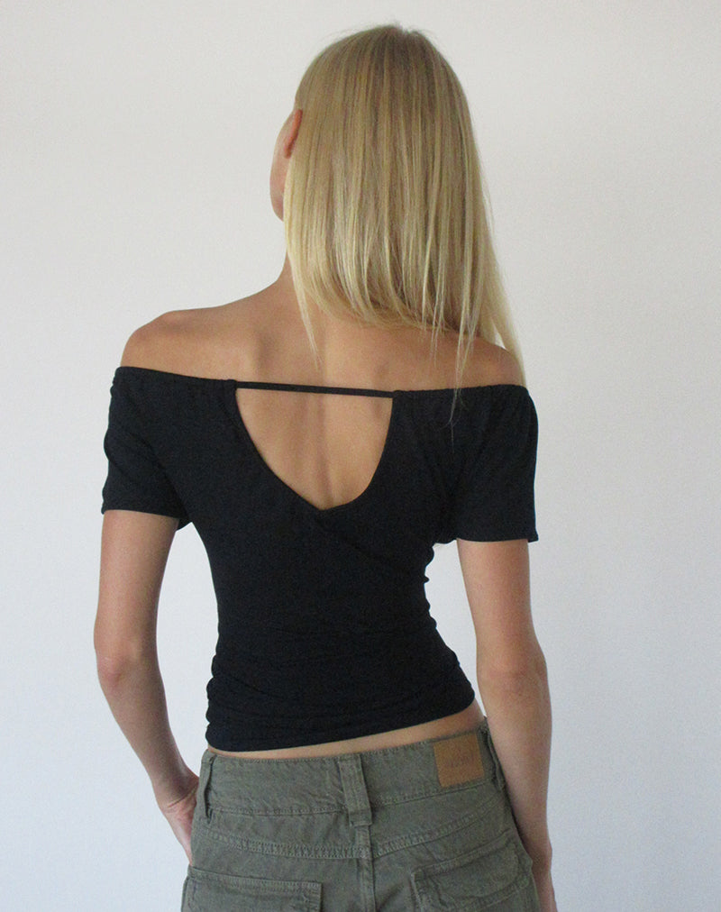 Image of Sibila Off Shoulder Top in Black