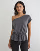 Image of Sika One Shoulder Top in Charcoal Grey with Tie Belt