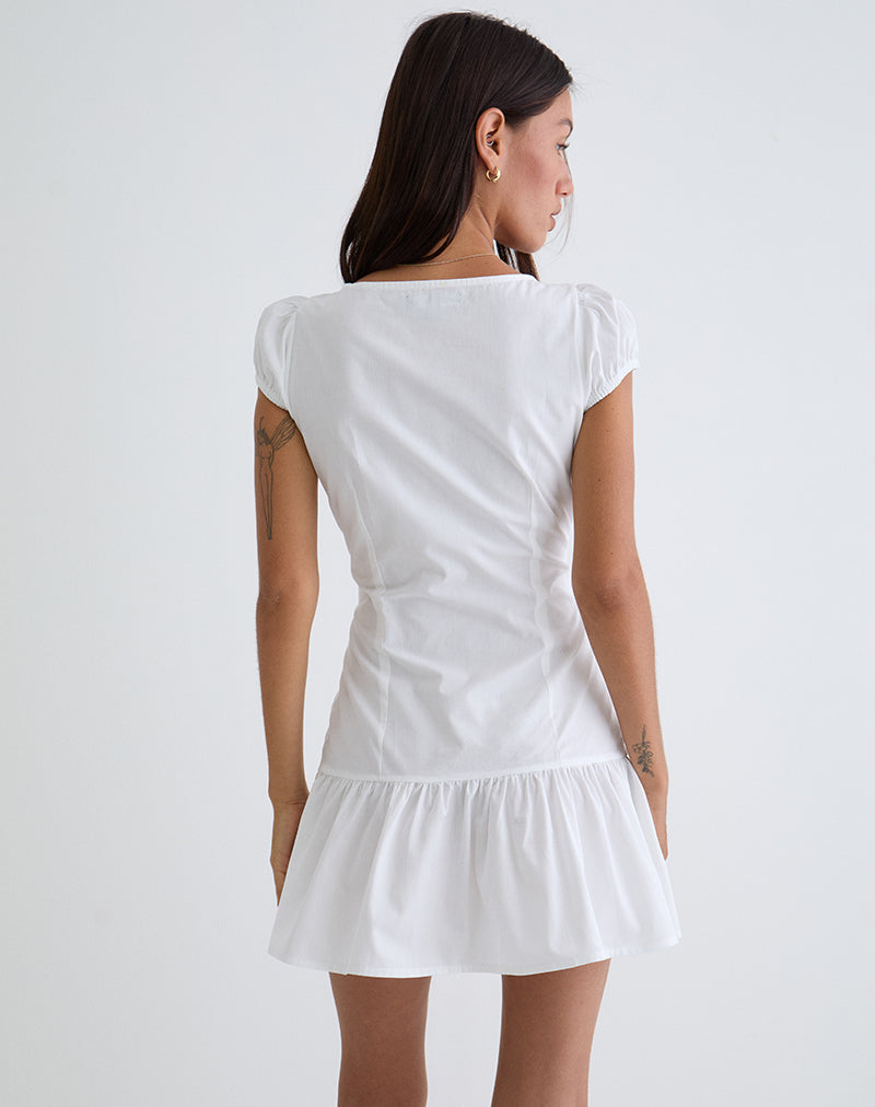 Image of Silesa Ruched Mini Dress in White