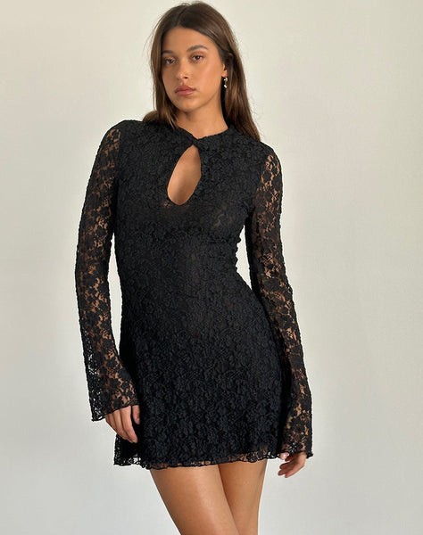 Black Lace Mini Dress  Elaine – motelrocks-com-us