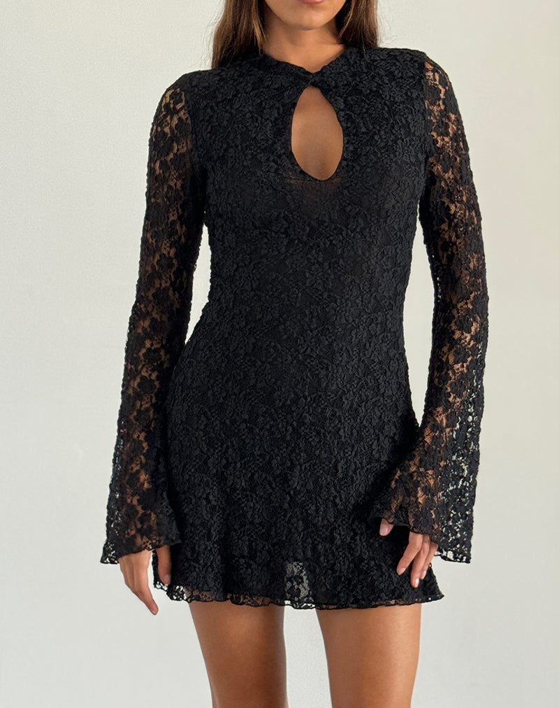 Black Lace Keyhole Mini Dress | Silvanna motelrocks-com-us Black Lace Keyhole Mini Dress | Silvanna motelrocks-com-us