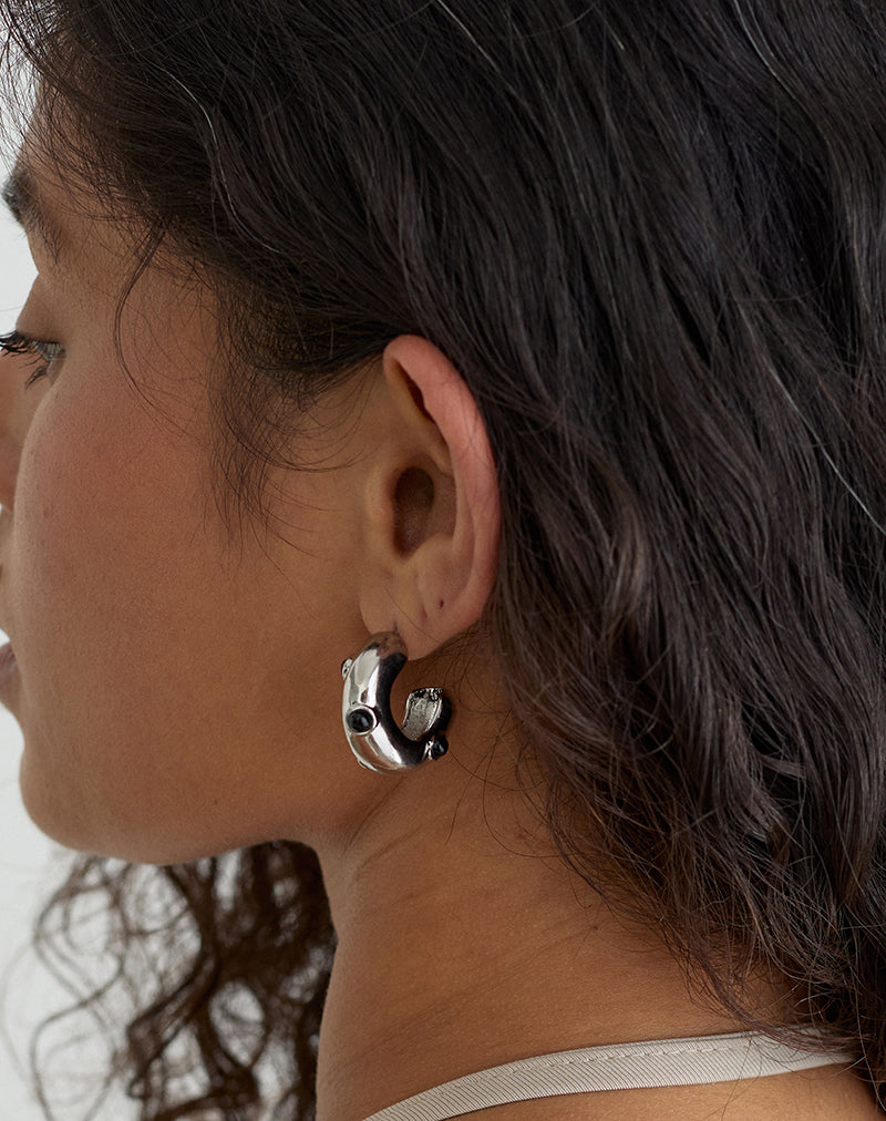 Silver Chunky Stud Hoop Earrings