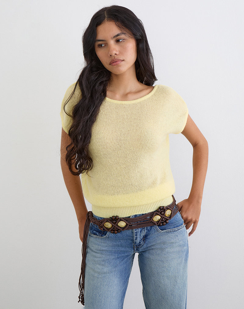 Image of Sinda Scoopback Top in Knit Lemon