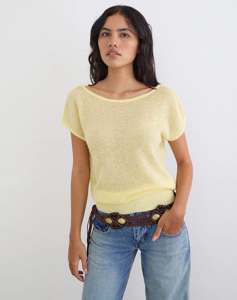 Sinda Scoopback Top in Knit Lemon