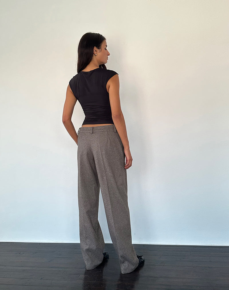 Image of Sirkia Low Rise Tailored Wool Trouser in Dark Brown