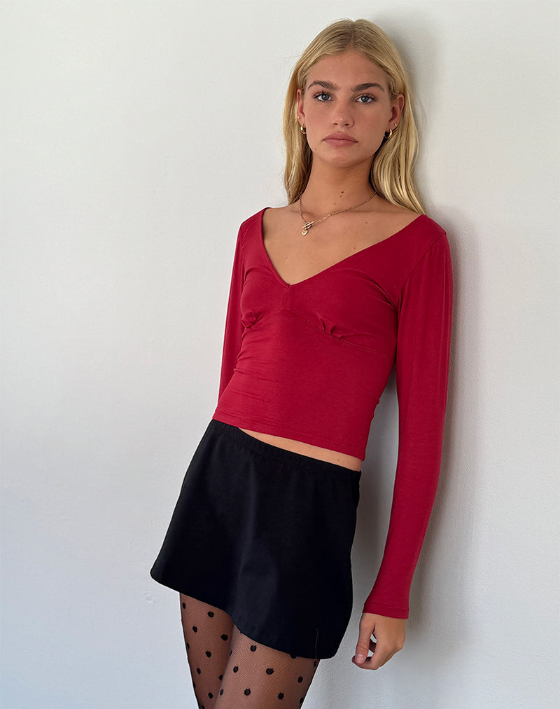 Image of Sisil Long Sleeve Top in Adrenaline Red