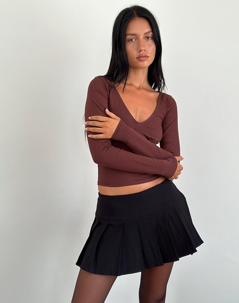 Sisil Long Sleeve Top in Bitter Chocolate