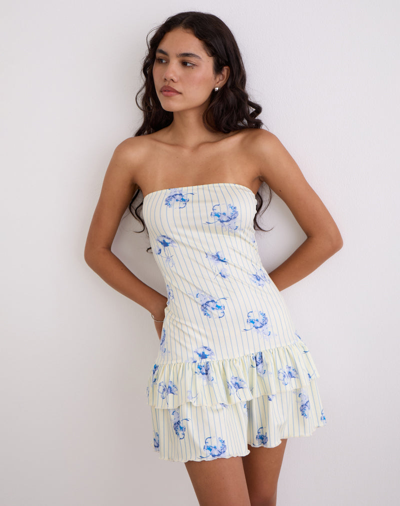 Image of Sitav Dress in Floral Stripe Cream