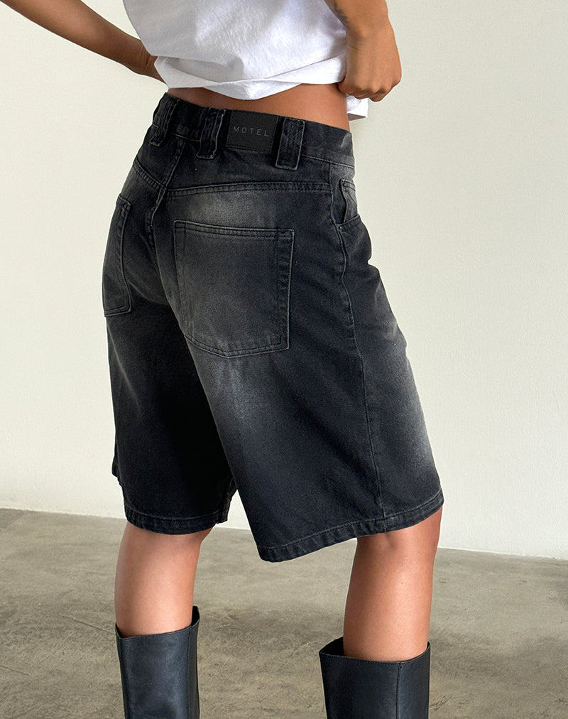 Image of Low Rise Skater Short in Extreme Black