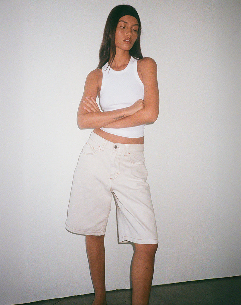 Low Rise Skater Short in Off White