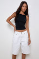 Image of Low Rise Denim Skater Shorts in True White