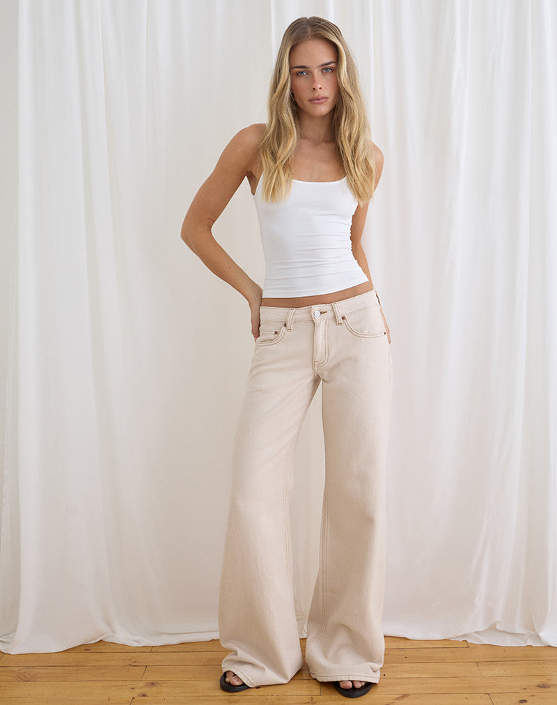 Image of Low Rise Slouchy Flare Jeans in Twill Off White