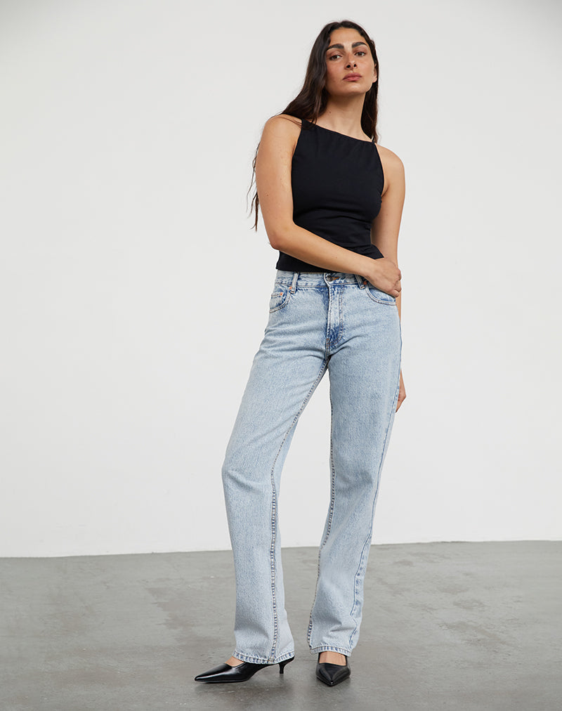 Mid Rise Slim Parallel Jeans in 80's Light Wash
