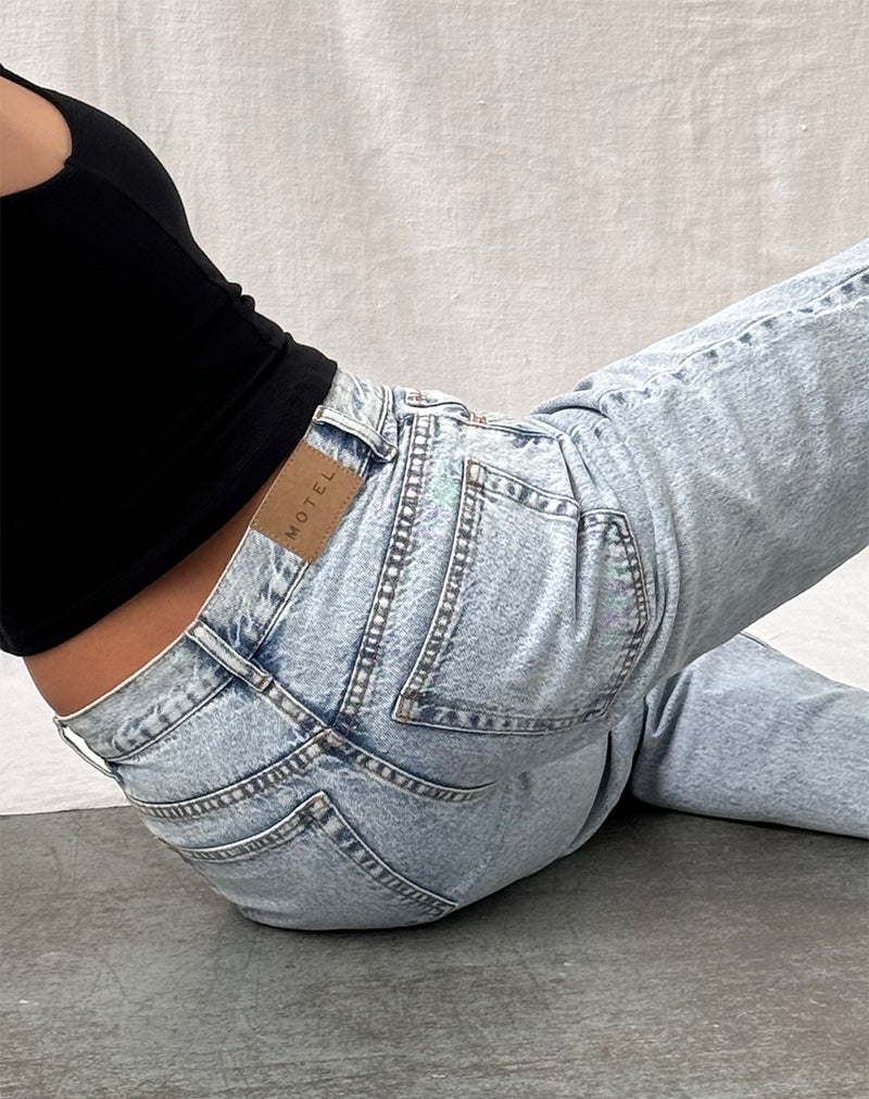 Mid Rise Slim Parallel Jeans in 80's Light Wash