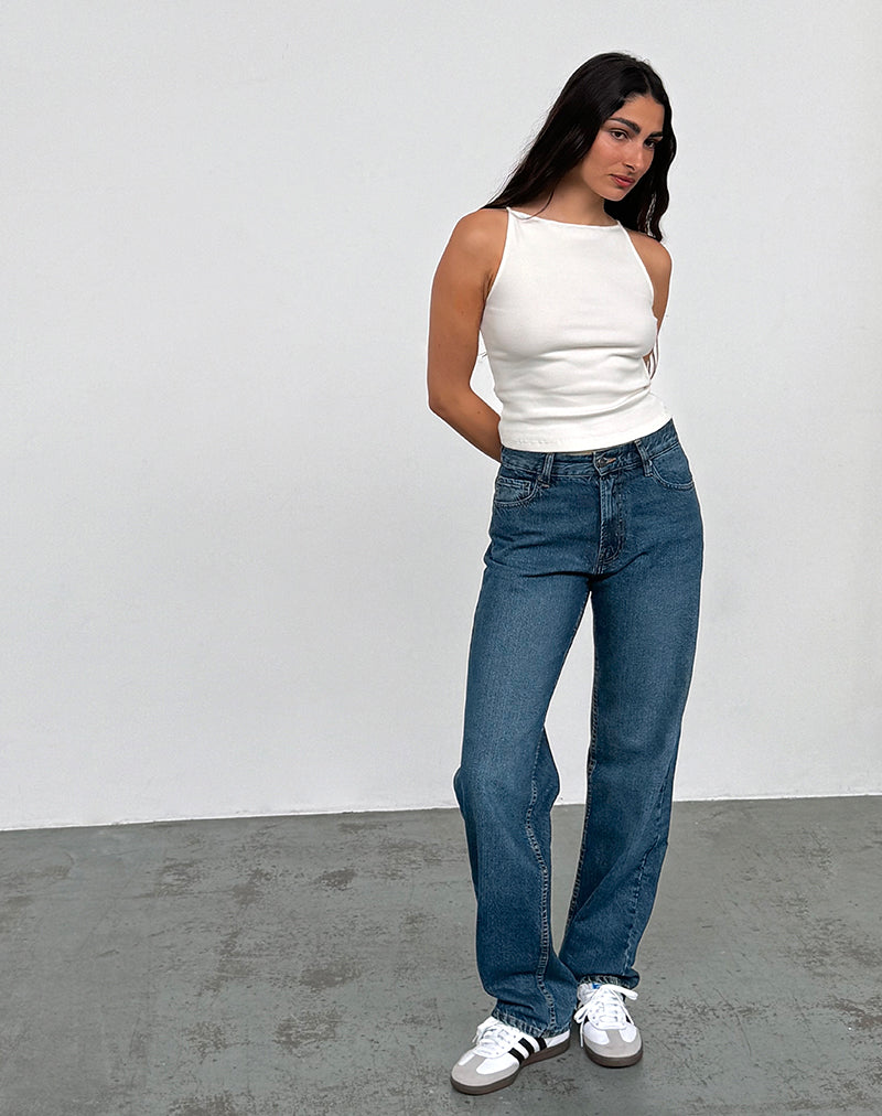 Image of Low Rise Slim Parallel Jeans in Mid Blue Used