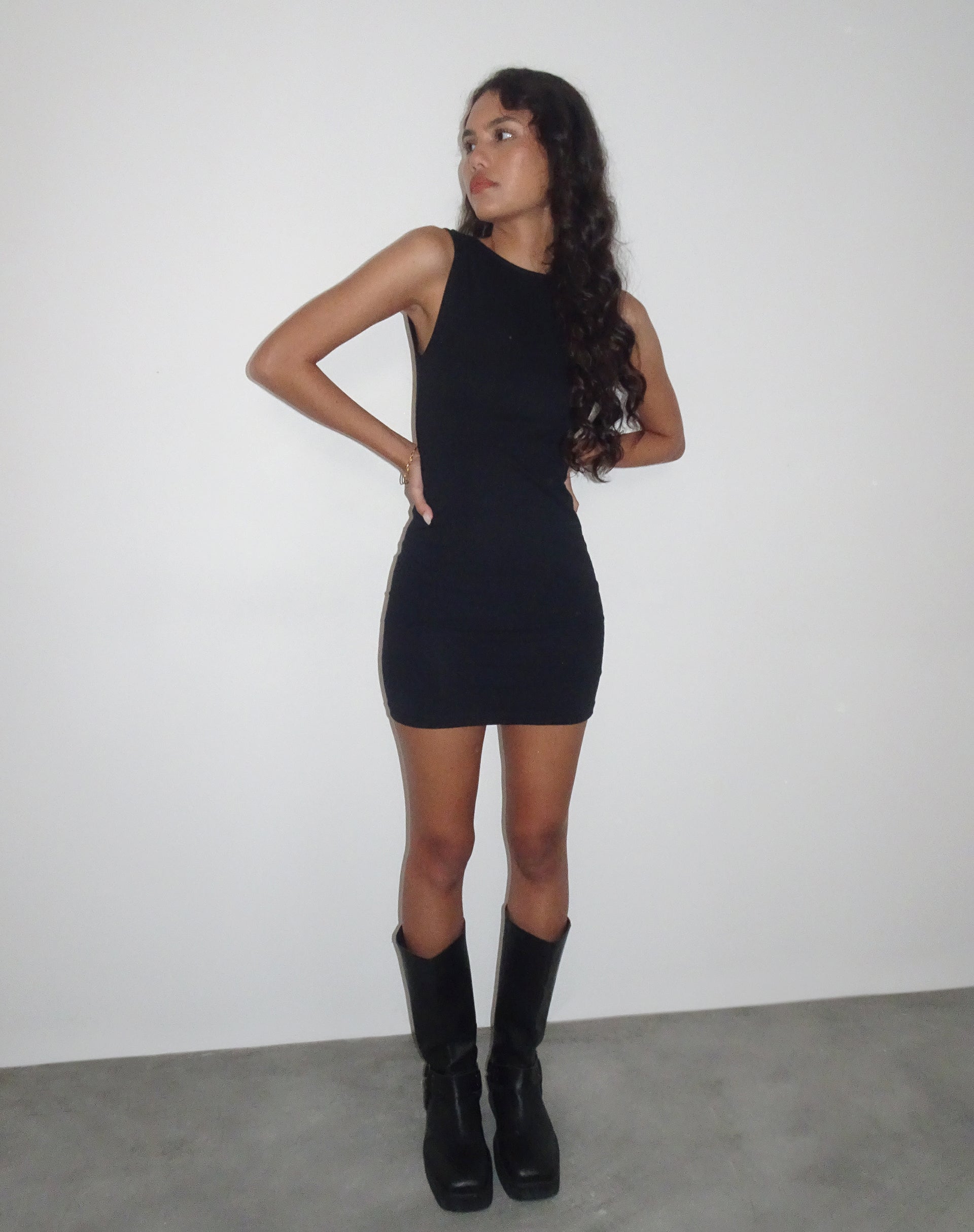 Black Lycra Low Back Mini Dress | Slony motelrocks-com-us Black Lycra Low Back Mini Dress | Slony motelrocks-com-us