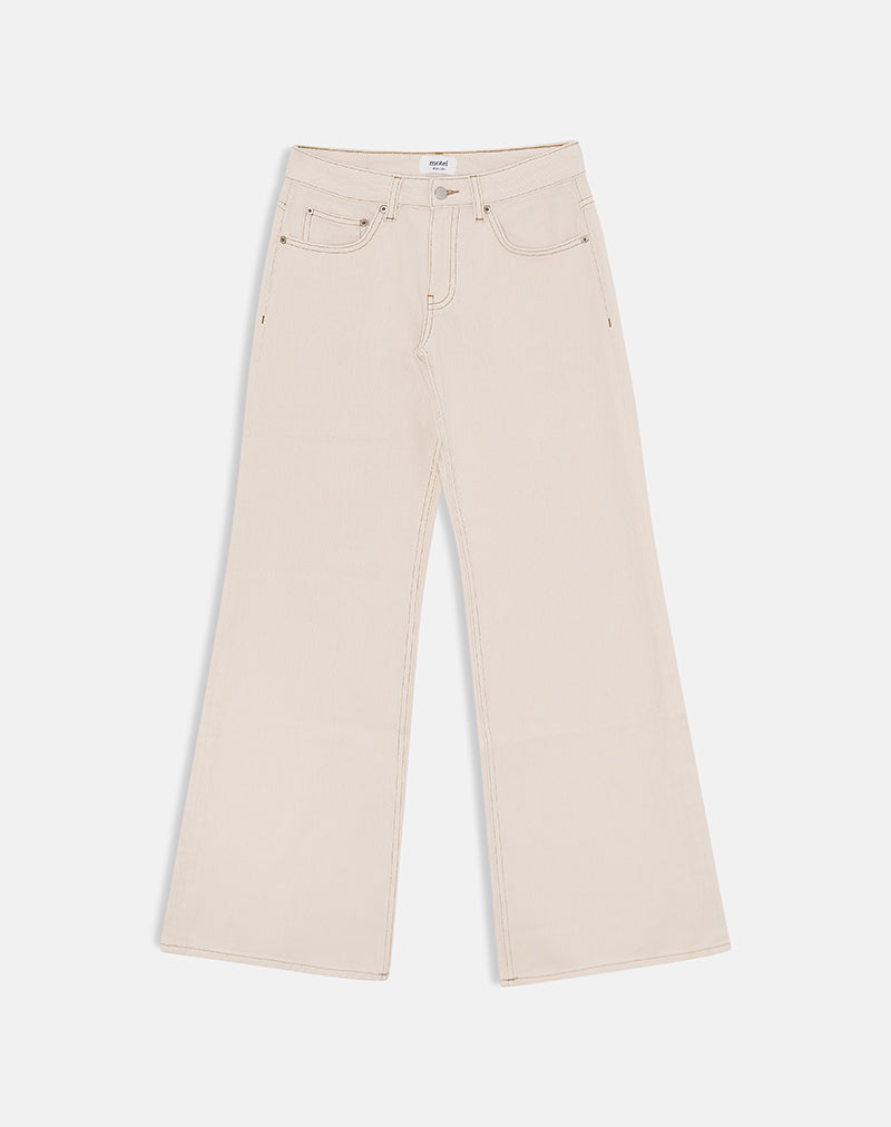 Image of Low Rise Slouchy Flare Jeans in Twill Off White