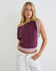 Image of Sobiya One Shoulder Top in Cupro Deep Purple and Dusty Pink