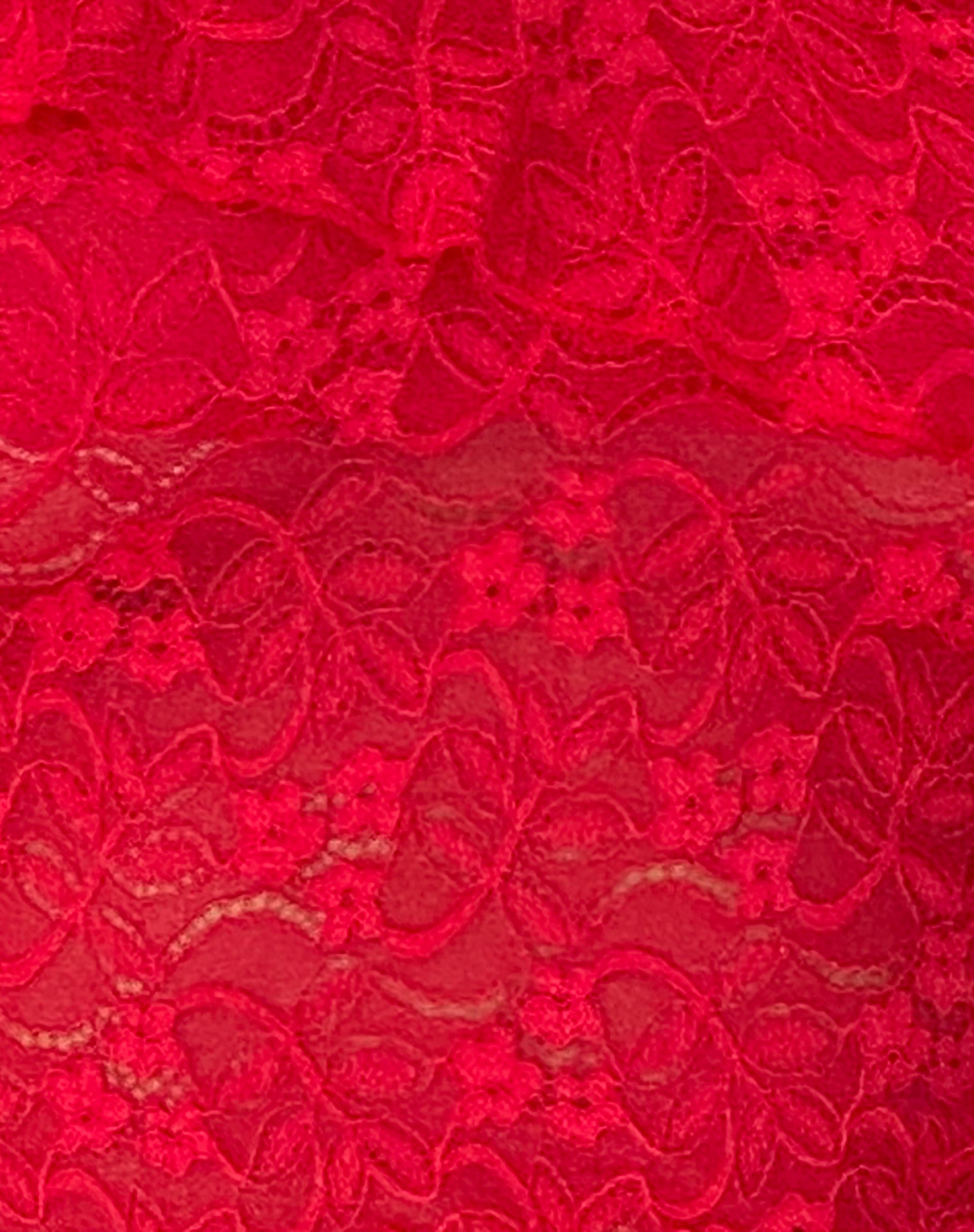 Soka Bardot Frill Top in Red Lace