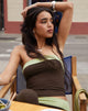 Image of Solna Bandeau Top in Chocolate Brown with Pistachio Binding