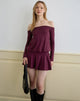 Image of Somiah Bardot Mini Dress in Deep Purple