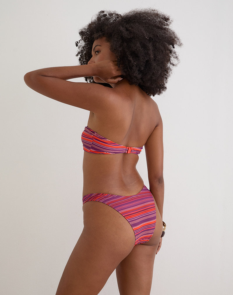 Image of Farida Bikini Bottom in Purple and Red Radiant Lines
