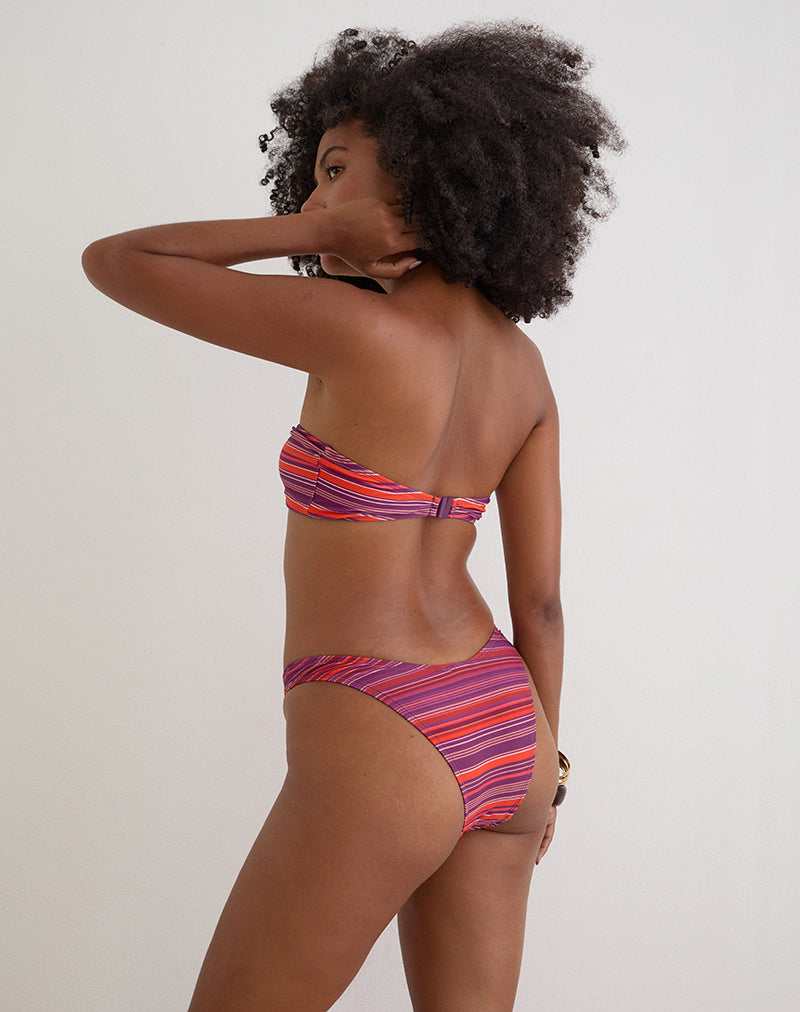 Image of Farida Bikini Bottom in Purple and Red Radiant Lines