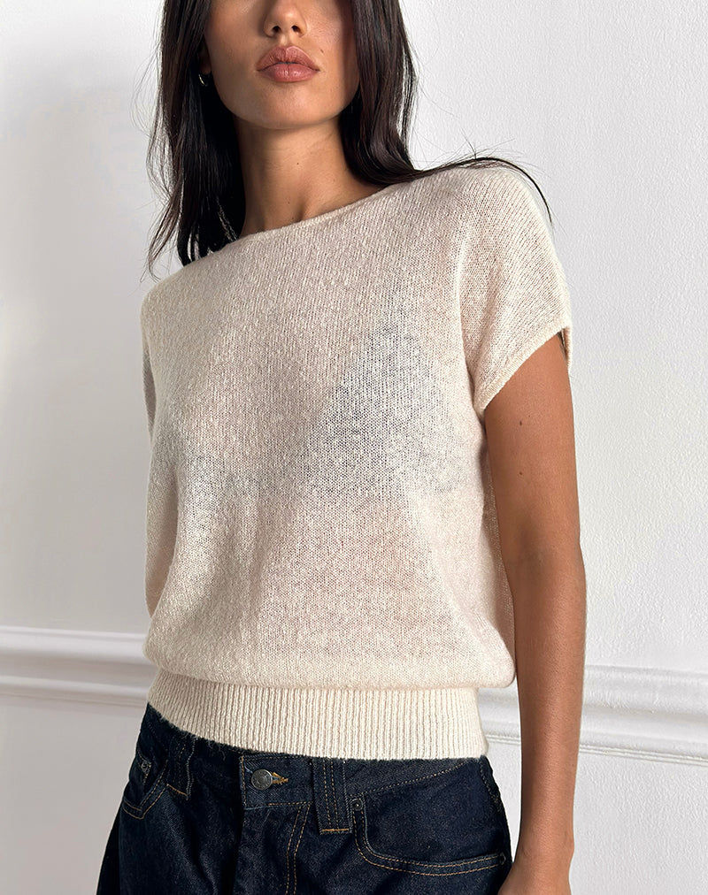 Ecru Knit Deep Waistband Top | Sorin – motelrocks-com-us