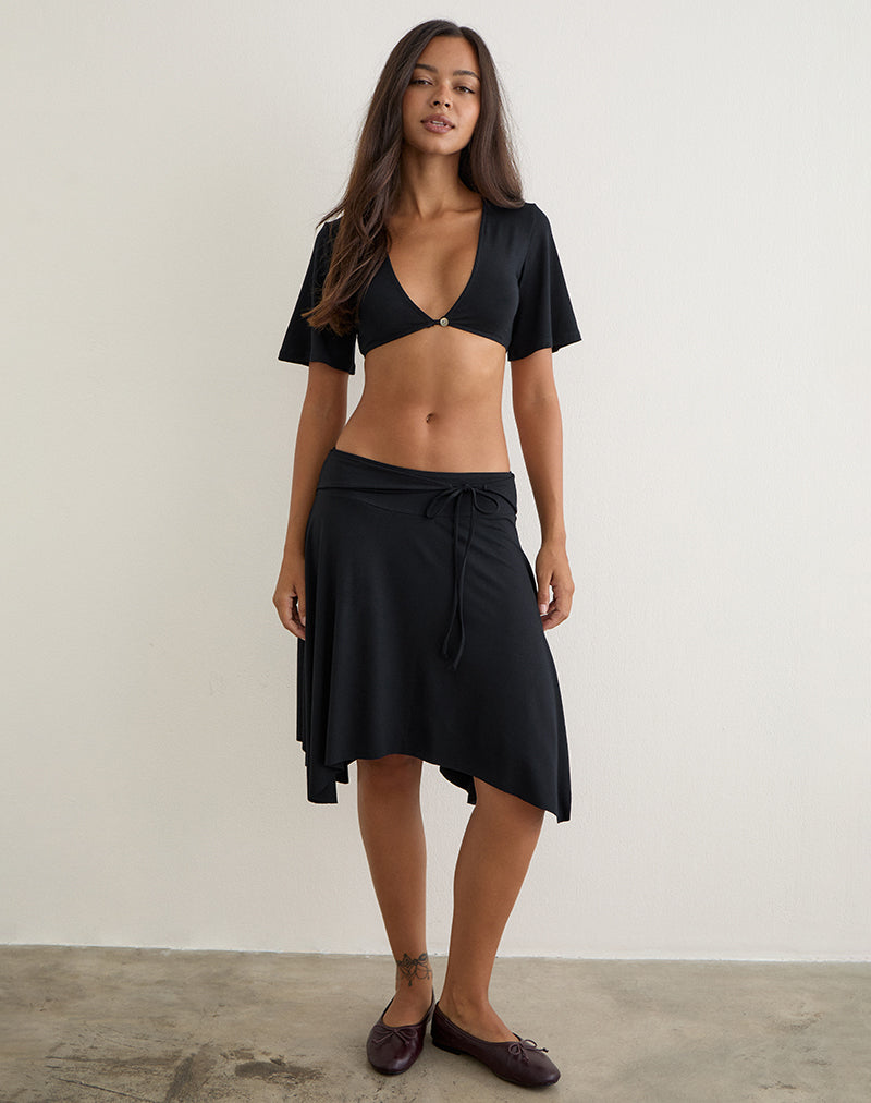 Nestapa Tie Waist Midi Skirt in Black