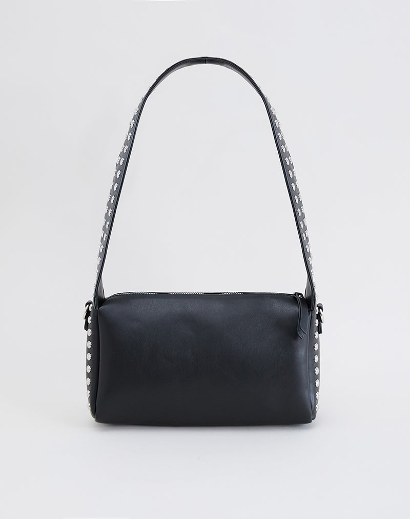 Black Slouchy Shoulder Bag | Studded – motelrocks-com-us