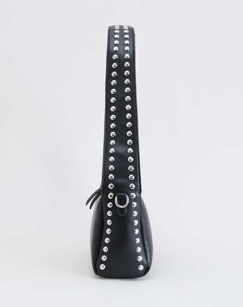 Black Slouchy Shoulder Bag | Studded – motelrocks-com-us