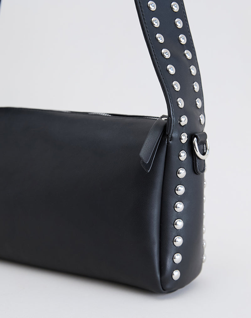 Black Slouchy Shoulder Bag | Studded – motelrocks-com-us