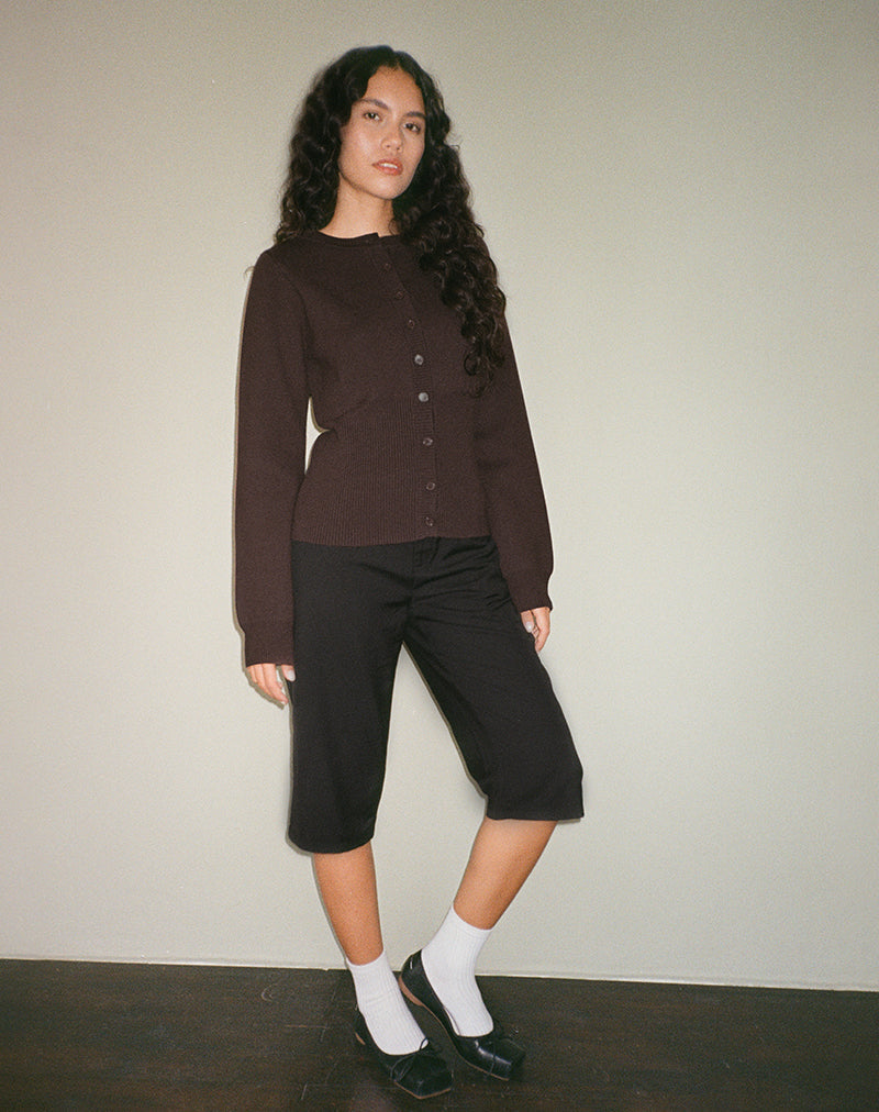Bitter Chocolate Brown Long Sleeve Ribbed Cardi | Subra – motelrocks-com-us