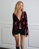 Image of Sukita Cardigan in Floral Devore Burgundy