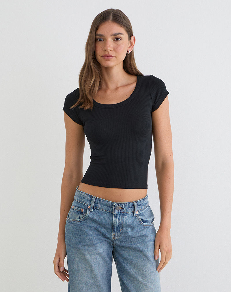 Sumala Tee in Thick Rib Black