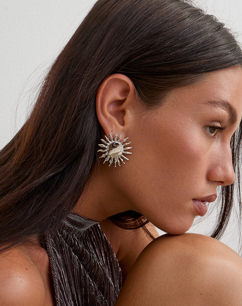 Image of Silver Plated Sun Earrings
