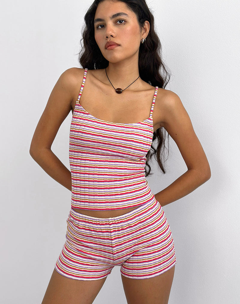 Image of Eunia Shorts in Stripe Rib Pink and Lilac