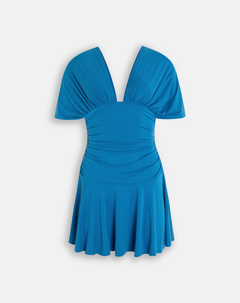 Image of Sunmi Mini Dress in Cupro Dark Royal Blue