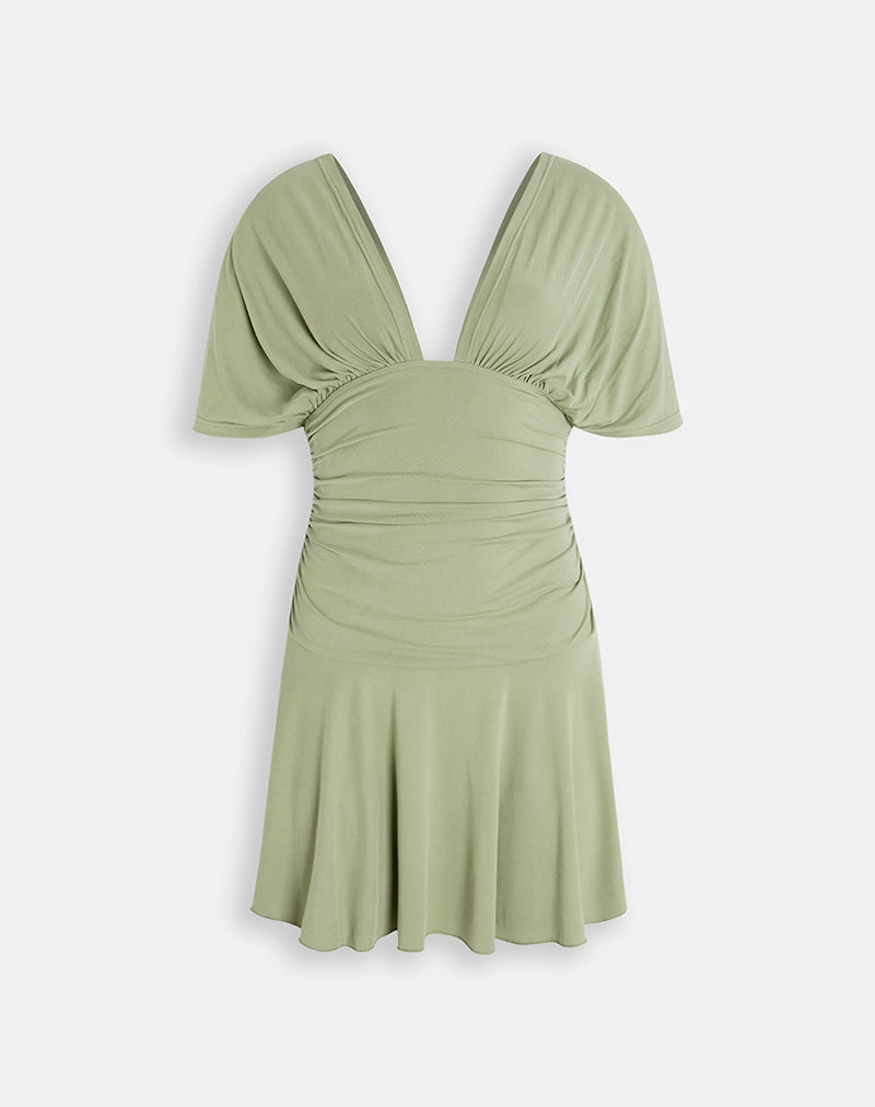 Image of Sunmi Mini Dress in Cupro Sage