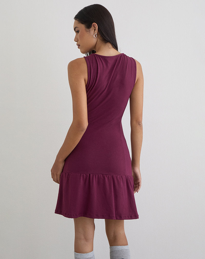 Motel Supriati Jersey Mini Dress in Deep Purple Motel Supriati Jersey Mini Dress in Deep Purple