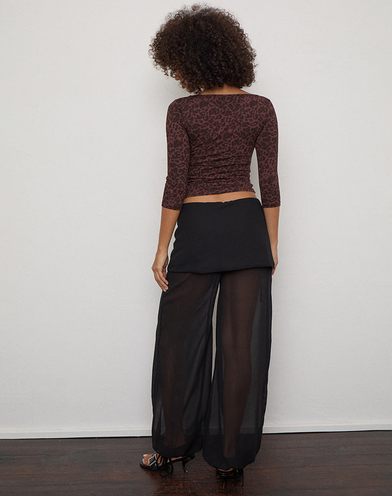 Image of Suteman Trouser with Skirt Overlay in Chiffon Black