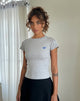 Image of Suti Tee in Grey Marl with Cobalt Blue Bow Embroidery