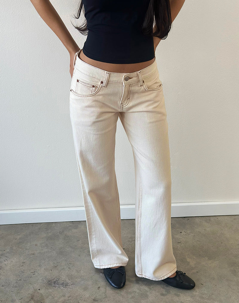 Low Rise Parallel Jeans in Off White