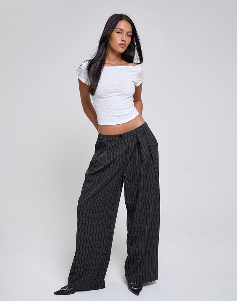 Image of Syra Pleated Trousers in Pinstripe Black