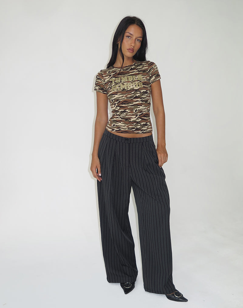 Image of Syra Pleated Trousers in Pinstripe Black