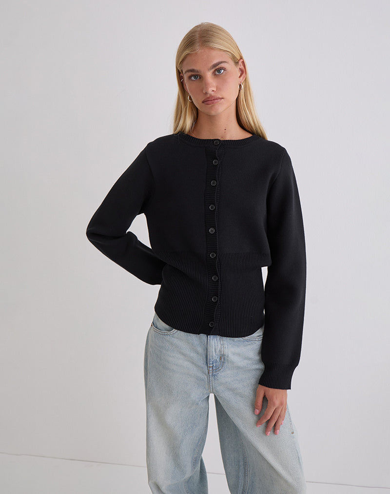 Subra Long Sleeve Cardigan in Black
