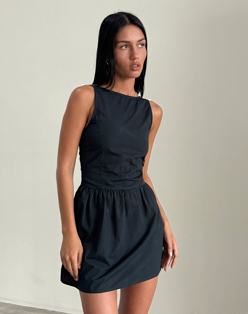 Image of Taleshi Mini Dress in Black with Tap Shoe Off White Bows