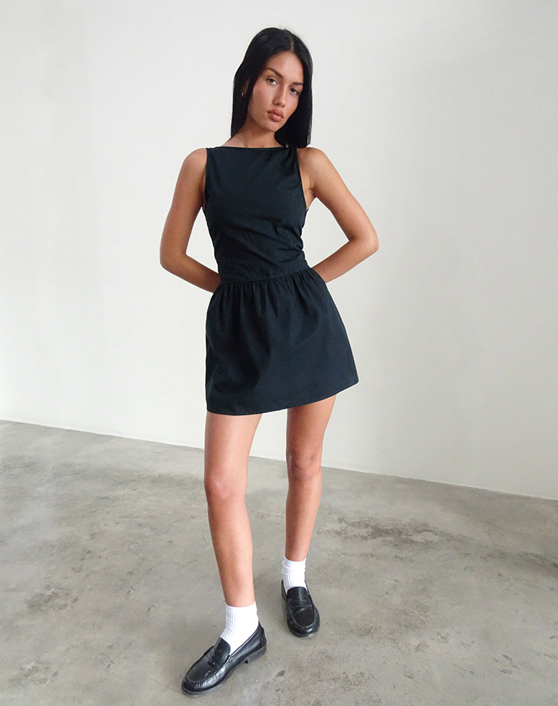 Taleshi Mini Dress in Black with Tap Shoe Off White Bows Taleshi Mini Dress in Black with Tap Shoe Off White Bows