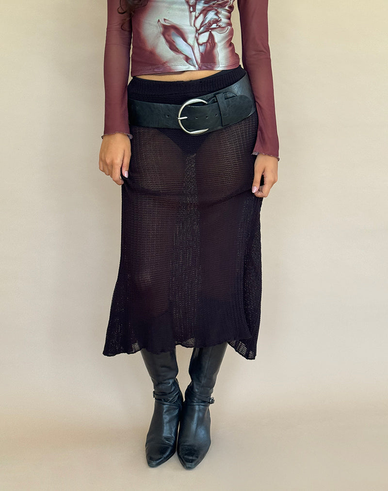 Black Rib Knit Midi Skirt | Tanisha – motelrocks-com-us